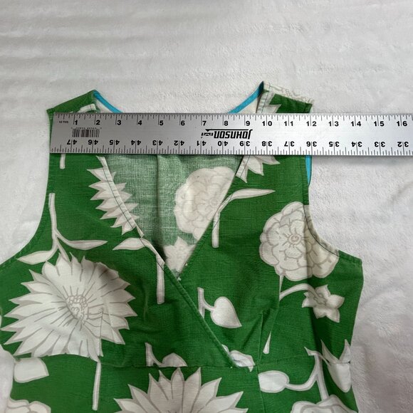 Boden Womens Green White Floral Sleeveless Cotton Shift Dress 10L V-Neck WH133 - Picture 7 of 10